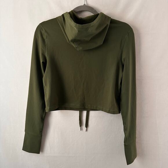 BuffBunny Collection Hooded Crop Sweatshirt Long Sleeve Olive Green NEW Medium - Picture 5 of 5